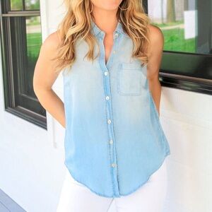 Hem & Thread Sleeveless Denim Top